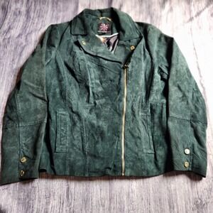 Isaac Mizrahi Green Leather Jacket